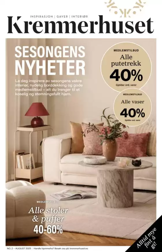 Kremmerhuset-katalog i Rådal | Sesongens nyheter | 2025-08-18T00:00:00.000Z - 2025-08-31T00:00:00.000Z