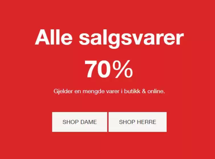 Alle salgsvarer 70%