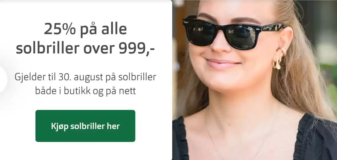 25% på alle solbriller over 999,-