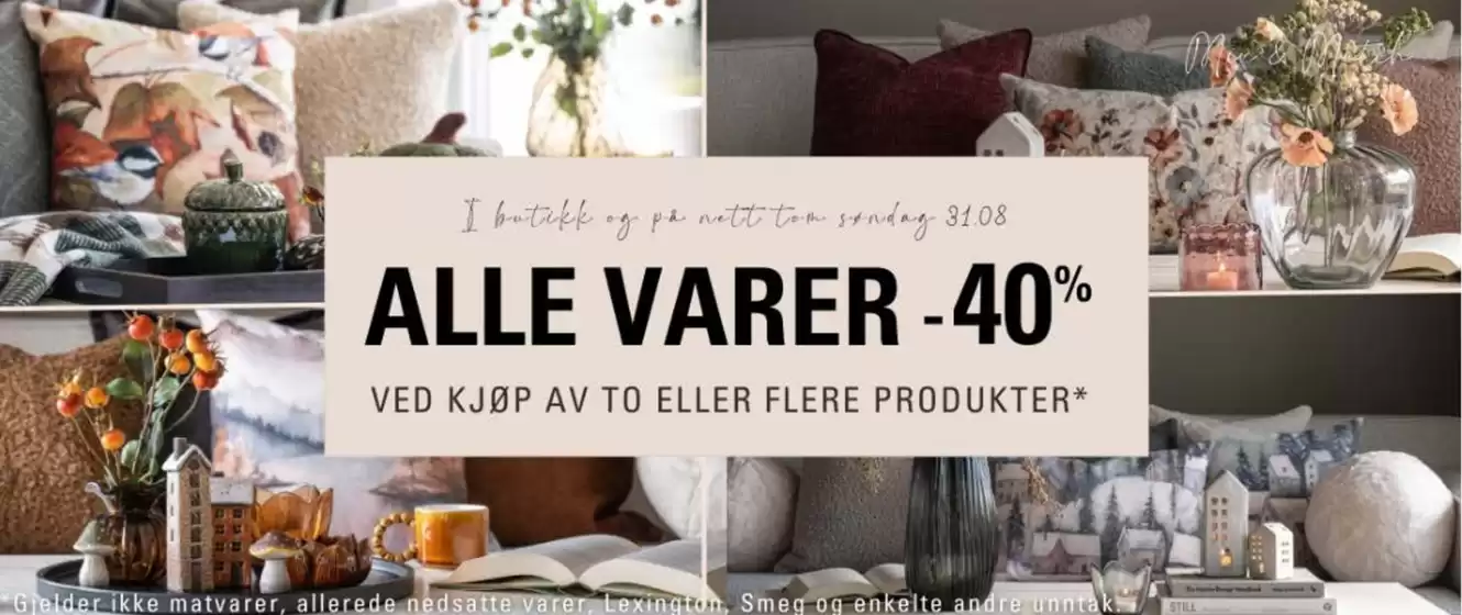 Feel-katalog i Kristiansand | Alle varer -40% | 2025-08-20T00:00:00.000Z - 2025-08-31T00:00:00.000Z