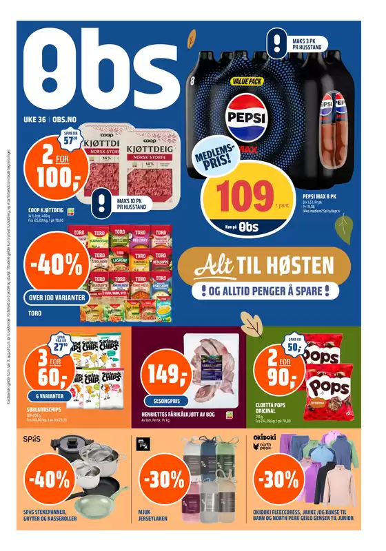 Obs-katalog i Mo i Rana | Stort utvalg av tilbud | 2025-08-31T00:00:00.000Z - 2025-09-06T00:00:00.000Z