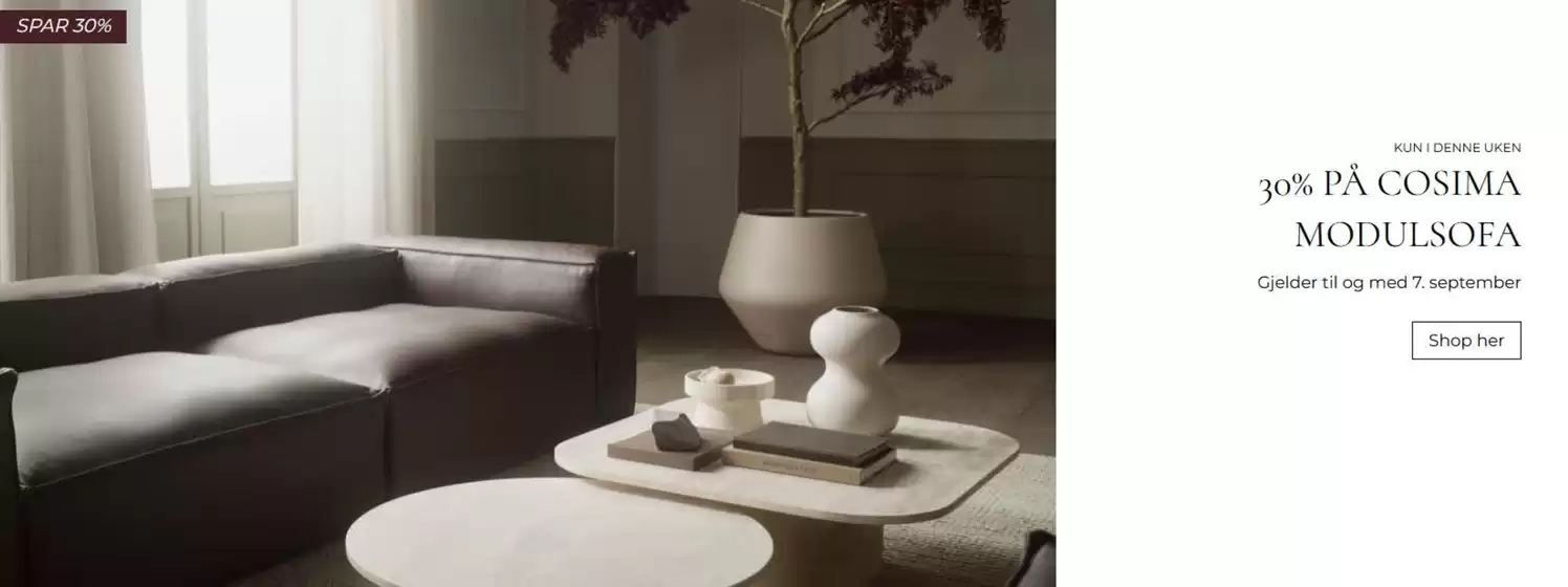 Bolia-katalog i Egersund | 30% på cosima modulsofa | 2025-09-01T00:00:00.000Z - 2025-09-07T00:00:00.000Z