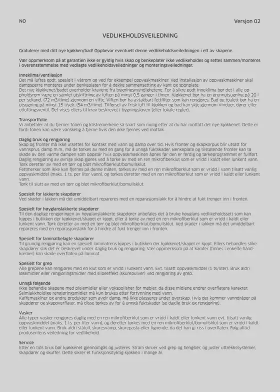 HTH-katalog i Stavanger | Vedlikeholdsveiledning | 2025-09-14T00:00:00.000Z - 2025-09-28T00:00:00.000Z