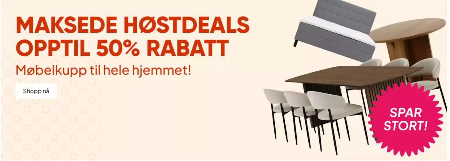 Trademax-katalog i Sandefjord | Maksede høstdeals opptil 50% rabatt | 2025-09-19T00:00:00.000Z - 2025-09-22T00:00:00.000Z