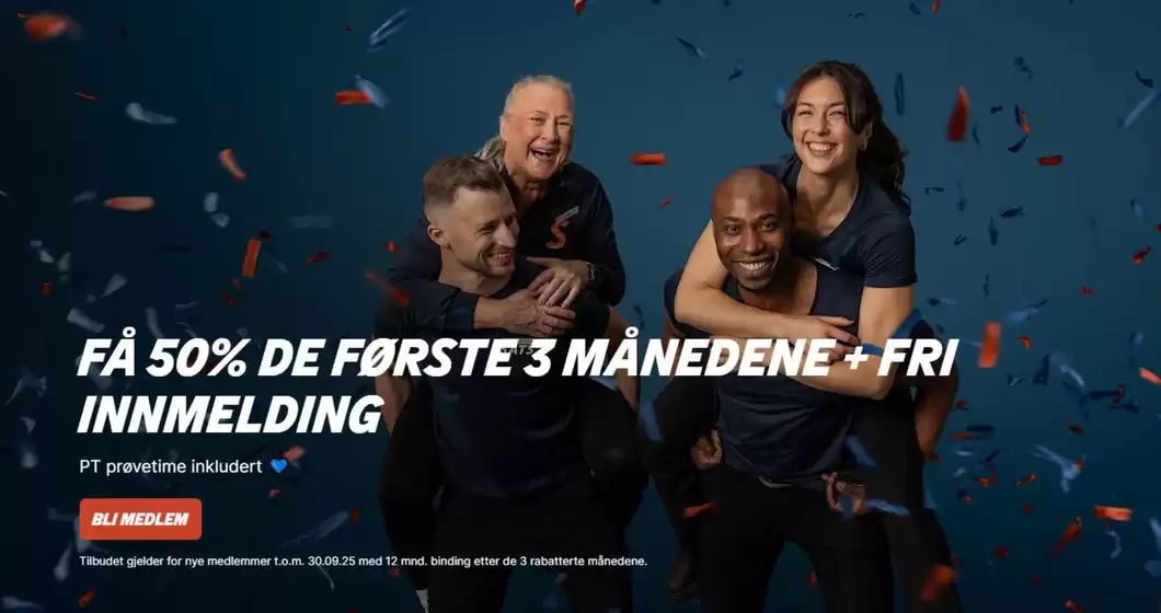 Få 50% de første 3 månedene + fri innmelding
