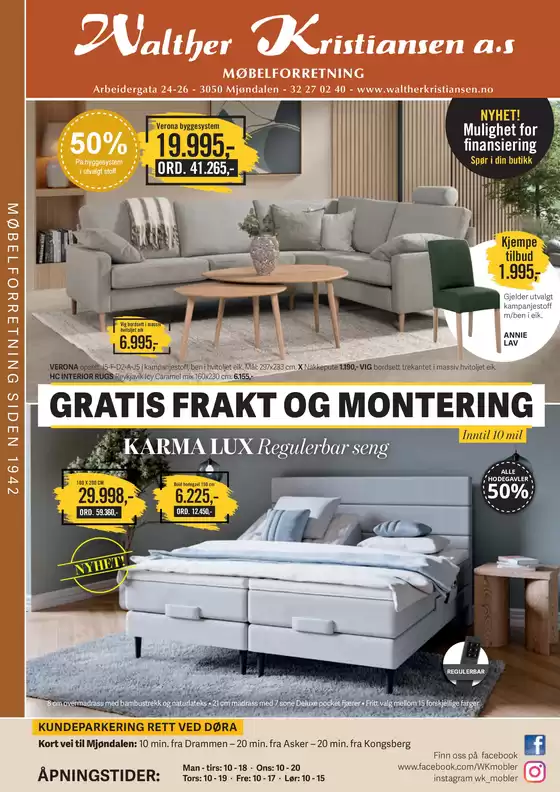 Gratis frakt og montering