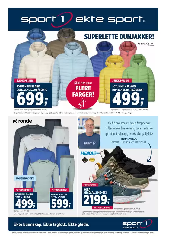 Sport 1-katalog i Bergen | Superlette dun jakker! | 2025-10-13T00:00:00.000Z - 2025-10-26T00:00:00.000Z