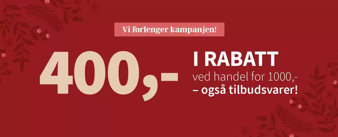 Tilbords-katalog i Bryne | 400,- I rabatt | 2025-11-03T00:00:00.000Z - 2025-11-03T00:00:00.000Z