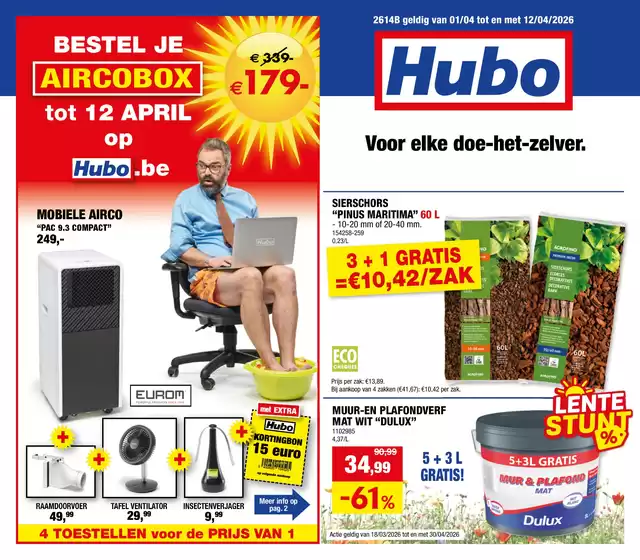 Catalogue Hubo à Éghezée | Hubo Folder geldig t.e.m. 12/04/2026 NL | 2026-03-18T00:00:00.000Z - 2026-04-30T00:00:00.000Z