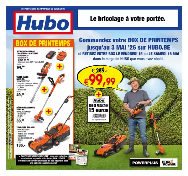 Catalogue Hubo | Hubo Dépliant valable jusqu'au 3/05/2026 FR | 2026-04-22T00:00:00.000Z - 2026-05-03T00:00:00.000Z