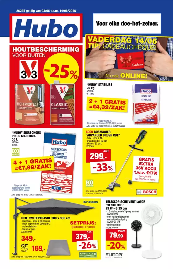 Catalogue Hubo | Hubo Folder geldig t.e.m. 14/06/2026 NL | 2026-03-06T00:00:00.000Z - 2026-08-31T00:00:00.000Z