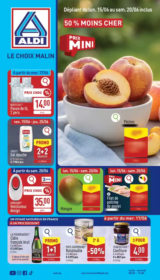 Catalogue Aldi à Charleroi | Offres et promotions actuelles | 2026-06-15T00:00:00.000Z - 2026-06-25T00:00:00.000Z