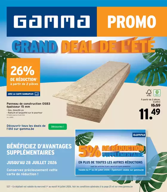 Catalogue GAMMA à Walhain | Offres spéciales pour vous | 2026-07-01T00:00:00.000Z - 2026-07-28T00:00:00.000Z