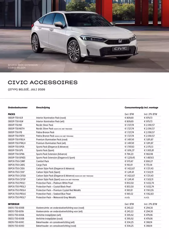 Catalogue Honda à Aartselaar | Civic | 2026-07-01T00:00:00.000Z - 2026-07-31T00:00:00.000Z