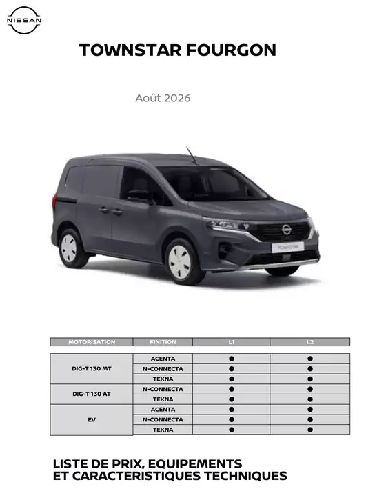 Nissan folder | Liste des prix Townstar Van BEFR | 2026-08-01T00:00:00.000Z - 2026-08-31T00:00:00.000Z