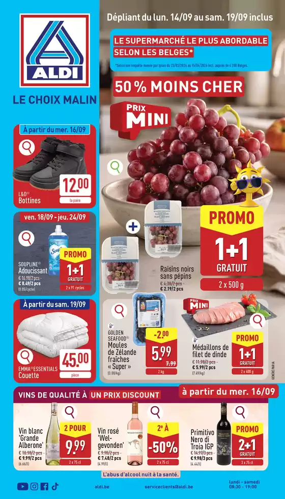 Catalogue Aldi | Réductions et promotions | 2026-09-14T00:00:00.000Z - 2026-09-19T00:00:00.000Z
