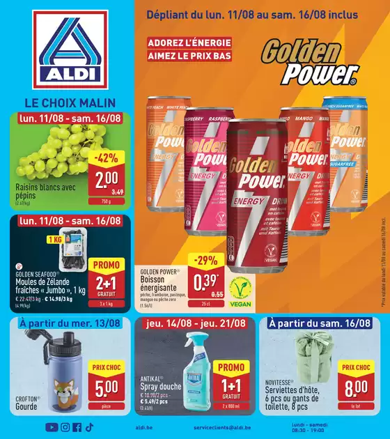 Catalogue Aldi à Butgenbach | Golden Power | 2025-08-11T00:00:00.000Z - 2025-08-16T00:00:00.000Z