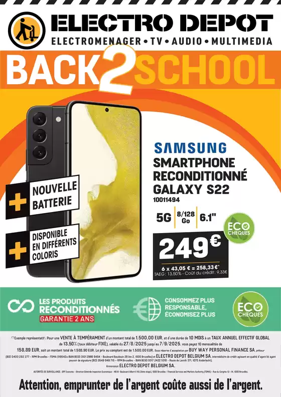 Catalogue Electrodepot à Knokke-Heist | Back 2 School FR | 2025-08-27T00:00:00.000Z - 2025-09-07T00:00:00.000Z