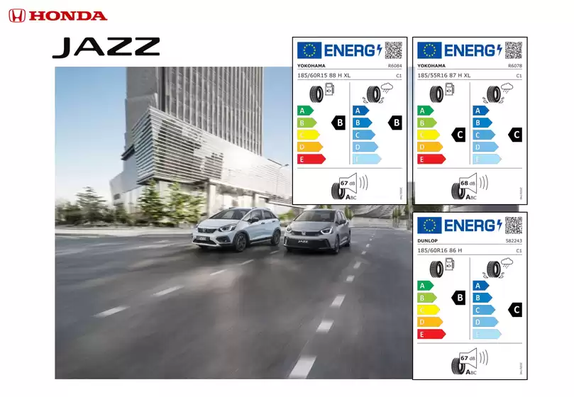 Catalogue Honda à Hamois | Honda Jazz e:HEV — Informations sur les pneus | 2025-09-11T00:00:00.000Z - 2026-09-11T00:00:00.000Z
