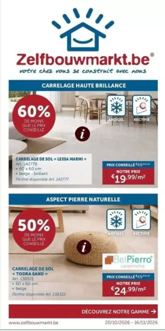 Zelfbouwmarkt folder | Découvrez nos promotions -fr | 2026-10-20T00:00:00.000Z - 2026-11-16T00:00:00.000Z