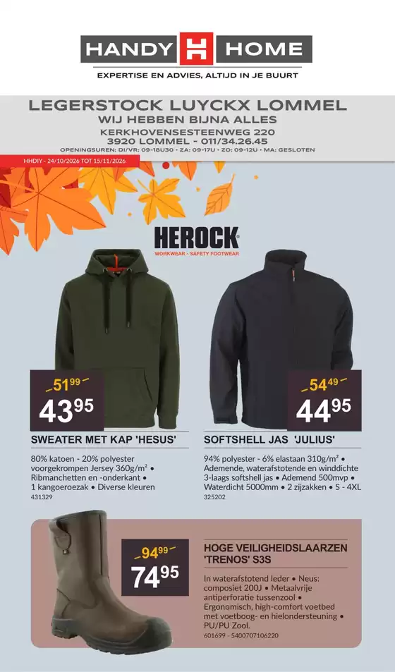 Catalogue HandyHome à Cerfontaine | folder HandyHome Legerstock Luyckx NL | 2026-10-24T00:00:00.000Z - 2026-11-15T00:00:00.000Z