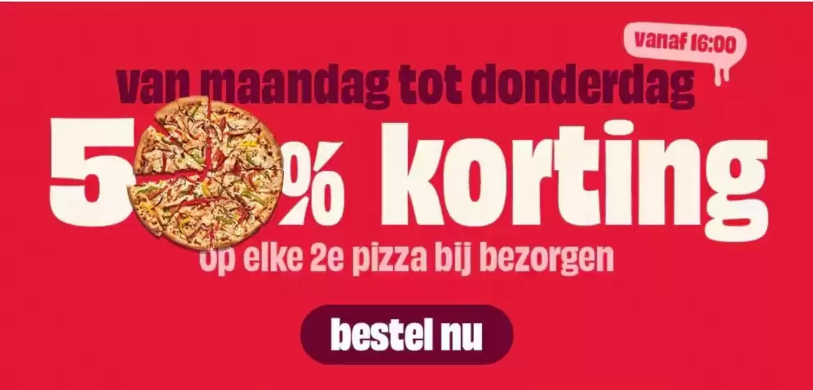 Domino's pizza folder | 50 % Korting | 2026-10-26T00:00:00.000Z - 2026-11-09T00:00:00.000Z