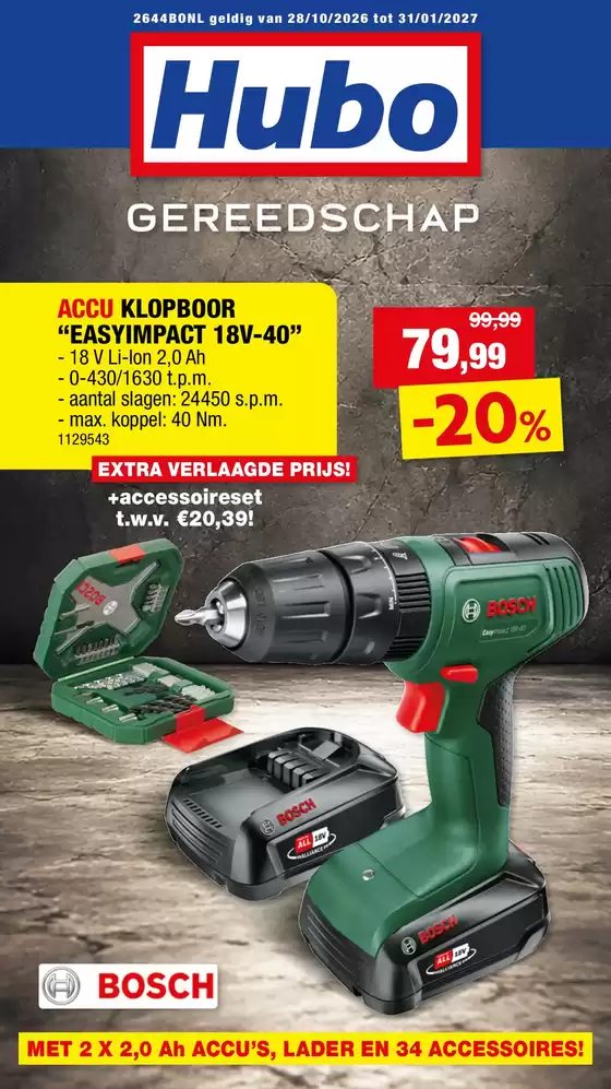 Catalogue Hubo à Rebecq | Hubo Folder geldig t.e.m. 31/01/2026 NL | 2026-10-28T00:00:00.000Z - 2027-01-31T00:00:00.000Z