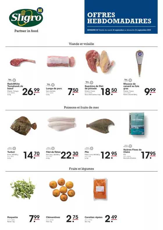 Catalogue Sligro à Lokeren | Sligro Offres ultra-frais - FR | 2025-09-16T00:00:00.000Z - 2025-09-30T00:00:00.000Z