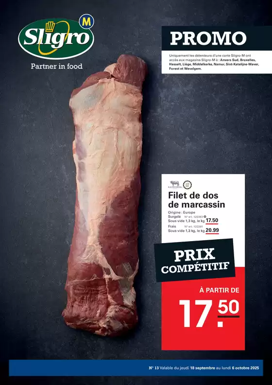 Catalogue Sligro | Sligro Dépliant promotionnel - FR | 2025-09-17T00:00:00.000Z - 2025-10-01T00:00:00.000Z