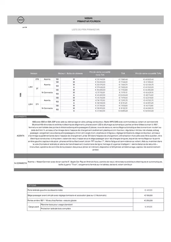 Catalogue Nissan | Liste des prix Nissan PRIMASTAR BEFR | 2025-10-19T00:00:00.000Z - 2025-11-02T00:00:00.000Z