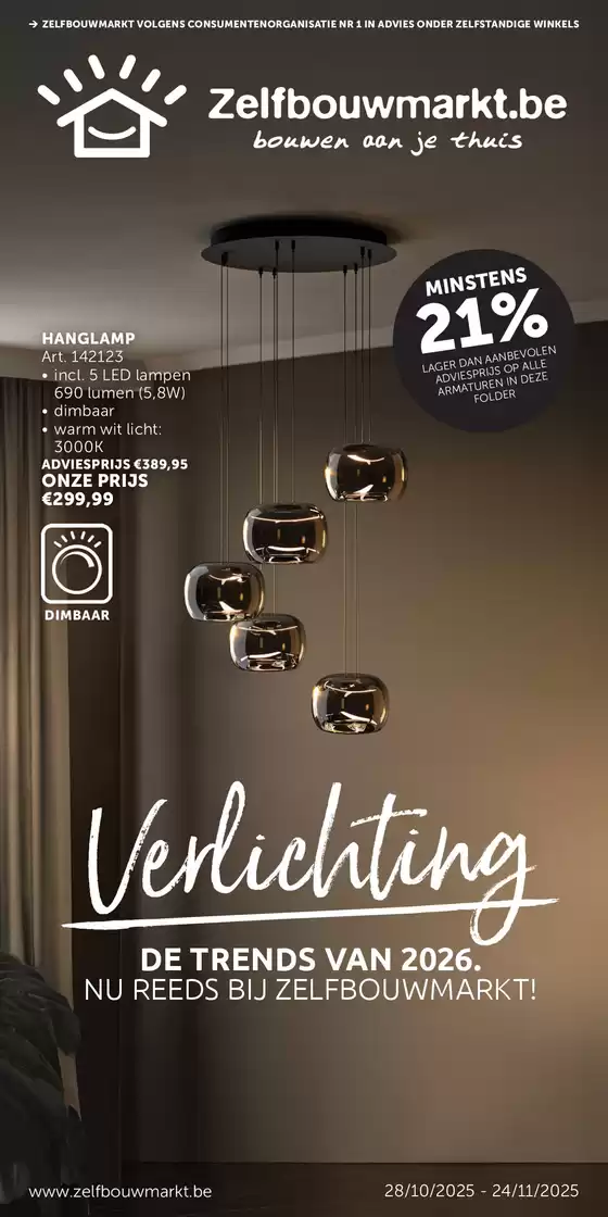 Catalogue Zelfbouwmarkt à Liège | Verlichting | 2025-10-28T00:00:00.000Z - 2025-11-24T00:00:00.000Z