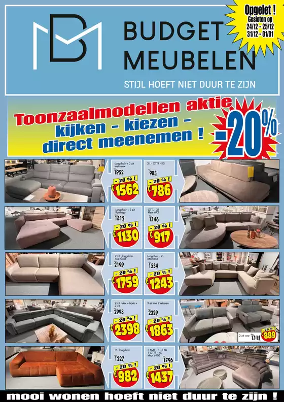 Catalogue Budget Meubelen à Liège | Toonzaalmodellen Aktie | 2025-11-21T00:00:00.000Z - 2025-12-31T00:00:00.000Z