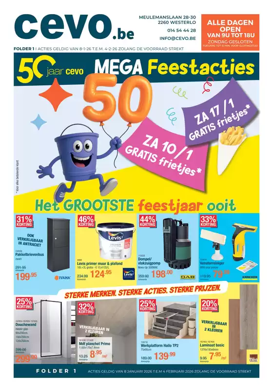 Catalogue Cevo à Ninove | Mega Feestacties | 2026-01-08T00:00:00.000Z - 2026-02-04T00:00:00.000Z