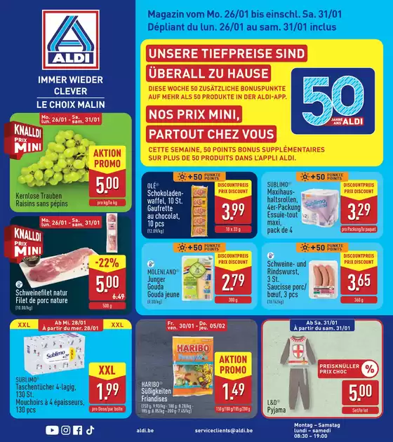 Catalogue Aldi à Frasnes-lez-Anvaing | Super offre pour les chasseurs de bonnes affaires | 2026-01-26T00:00:00.000Z - 2026-01-31T00:00:00.000Z