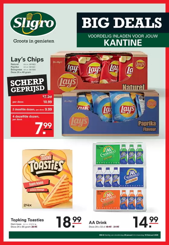 Catalogue Sligro | Big deals 02 2026 | 2026-01-29T00:00:00.000Z - 2026-02-16T00:00:00.000Z