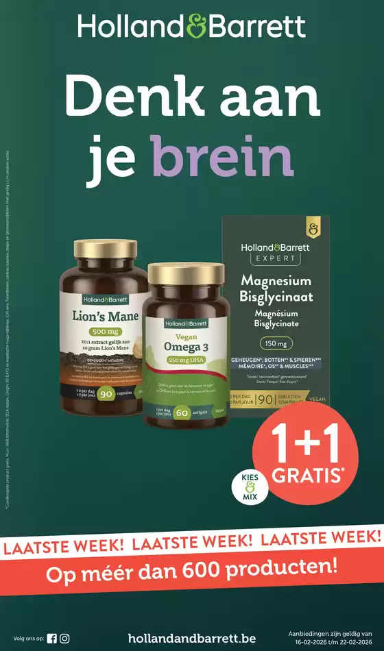 Catalogue Holland & Barrett | Denk Aan Je Brein | 2026-02-16T00:00:00.000Z - 2026-02-22T00:00:00.000Z