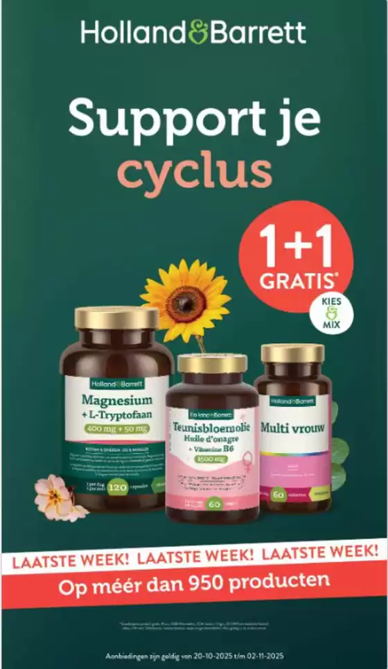 Catalogus van Holland & Barrett | 1 + 1 Gratis | 2025-10-20T00:00:00.000Z - 2025-11-02T00:00:00.000Z