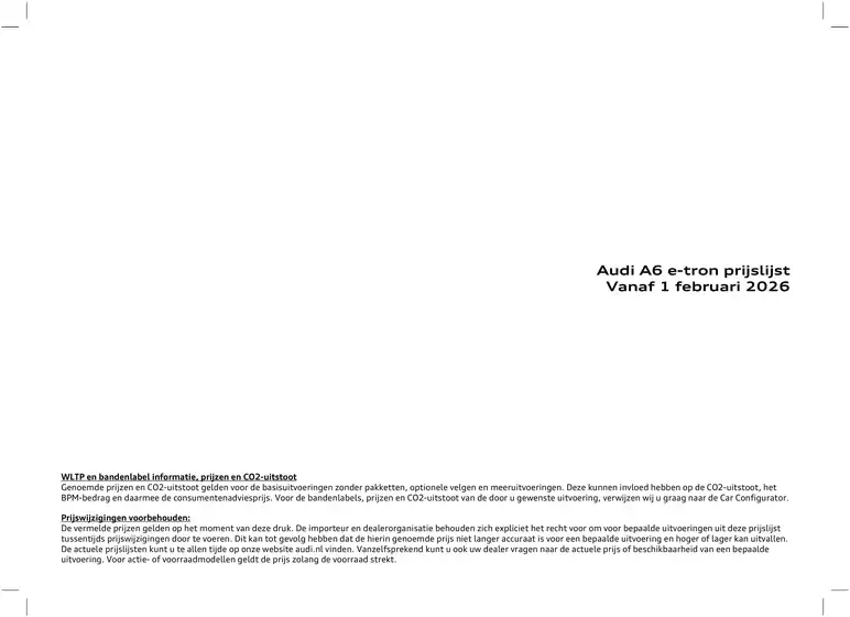 Catalogus van Audi in Veenendaal | Prijslijst Audi A6 e tron 2602a | 2025-12-04T00:00:00.000Z - 2025-12-18T00:00:00.000Z