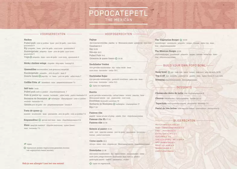 Catalogus van Popocatepetl in Amsterdam | Menu | 2026-01-05T00:00:00.000Z - 2026-01-31T00:00:00.000Z