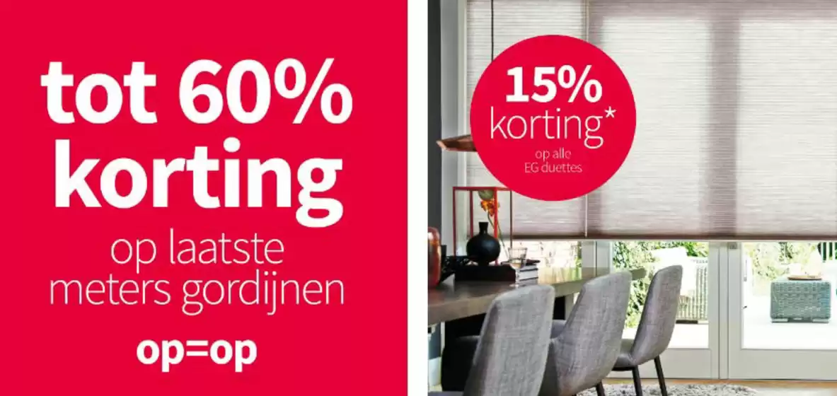 Catalogus van Tapijtcentrum | Tot 60% korting op laatste meters gordijnen | 2026-01-12T00:00:00.000Z - 2026-01-18T00:00:00.000Z