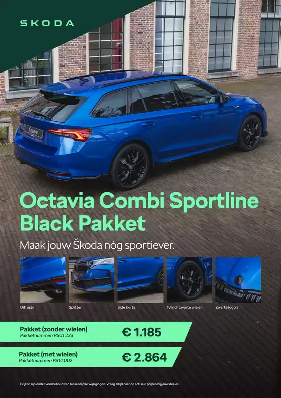 Catalogus van Škoda in Schinveld | Octavia Combi Black Pakket overzicht | 2026-02-01T00:00:00.000Z - 2027-02-28T00:00:00.000Z