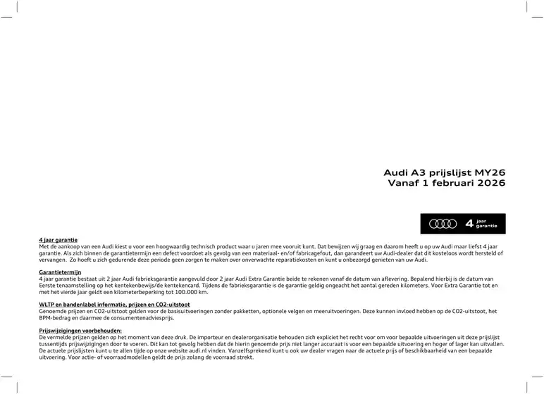 Catalogus van Audi in Utrecht | Prijslijst Audi A3 2602a | 2026-02-06T00:00:00.000Z - 2026-02-20T00:00:00.000Z