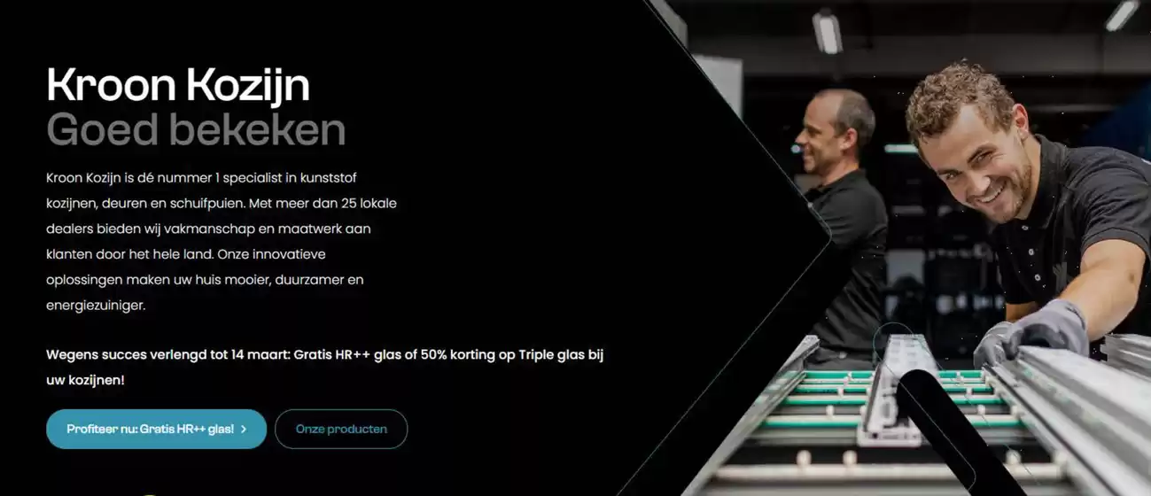 Catalogus van Kroon Kozijn in Houten | Gratis HR++ glas of 50% korting op Triple glas bij uw kozijnen! | 2026-02-13T00:00:00.000Z - 2026-03-14T00:00:00.000Z