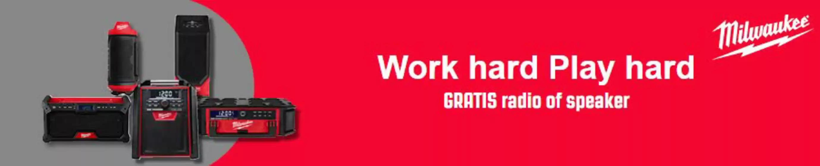 Catalogus van Toolstation in Tiel | Koop voor minimaal €543,29 aan geselecteerde Milwaukee producten en krijg een radio of speaker cadeau na registratie. Hoe meer je uitgeeft, hoe beter de radio (Bekijk de voorwaarden) | 2026-03-03T00:00:00.000Z - 2026-05-31T00:00:00.000Z