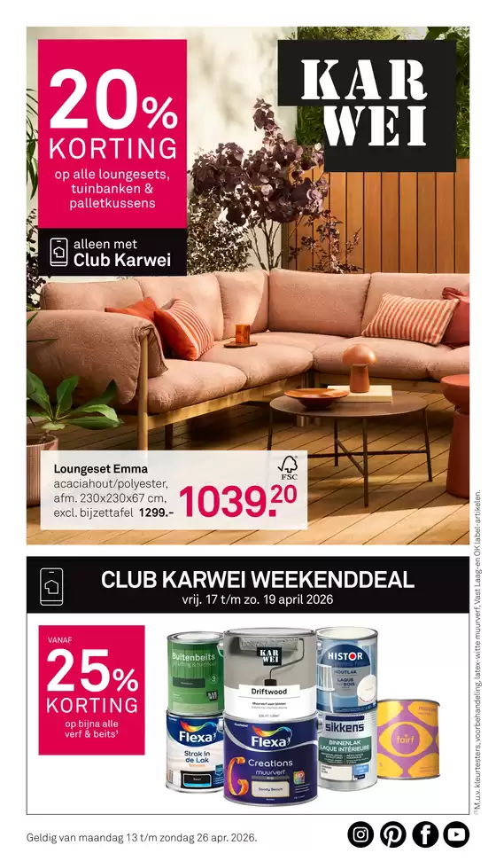 Catalogus van Karwei in Sint Maartensbrug | Bekijk de nieuwe folder vol scherpe aanbiedingen | 2026-04-13T00:00:00.000Z - 2026-04-26T00:00:00.000Z