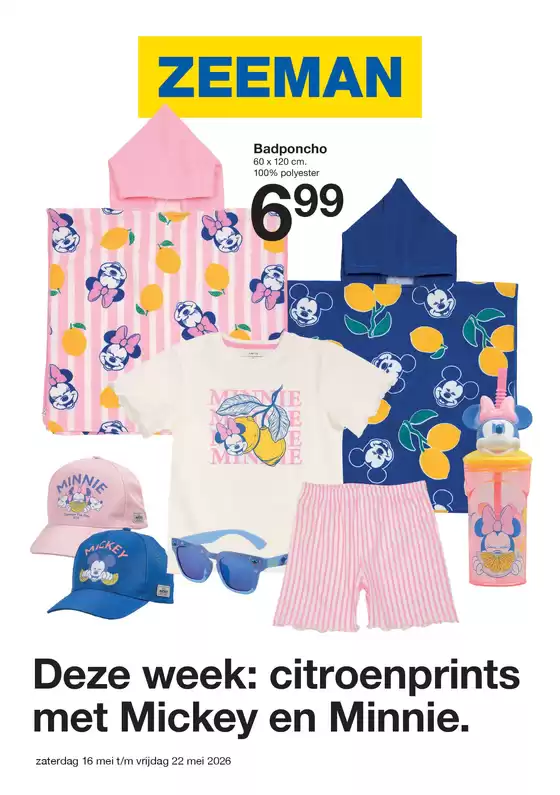 Catalogus van Zeeman | Deze week: citroenprints met Mickey en Minnie. | 2026-05-16T00:00:00.000Z - 2026-05-22T00:00:00.000Z