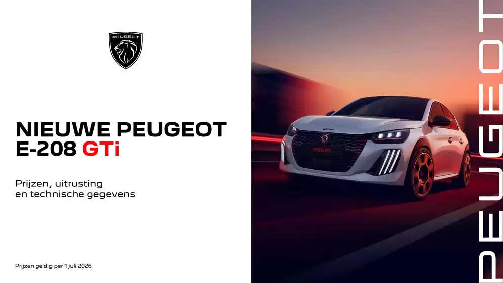 Catalogus van Peugeot in Diffelen | 26 Prijzen en specificaties Peugeot 208 GTi | 2026-07-08T00:00:00.000Z - 2026-07-22T00:00:00.000Z
