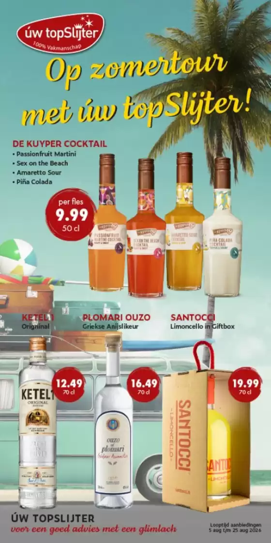 Úw topSlijter folder | Op zomertour met uw top slijter! | 2026-08-07T00:00:00.000Z - 2026-08-25T00:00:00.000Z