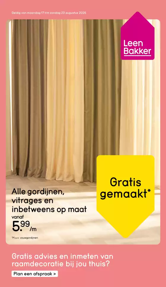 Catalogus van Leen Bakker | Ontdek aantrekkelijke aanbiedingen | 2026-08-17T00:00:00.000Z - 2026-08-23T00:00:00.000Z