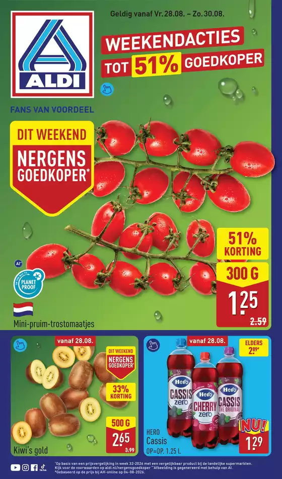 Catalogus van Aldi in Eibergen | Geweldig aanbod voor koopjesjagers | 2026-08-28T00:00:00.000Z - 2026-08-30T00:00:00.000Z